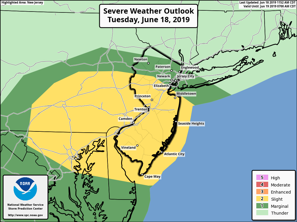 We're in a slight risk for severe weather